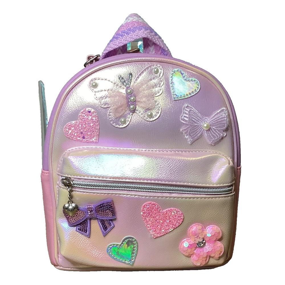 OMG Accessories Metallic Butterfly Applique Mini Backpack New